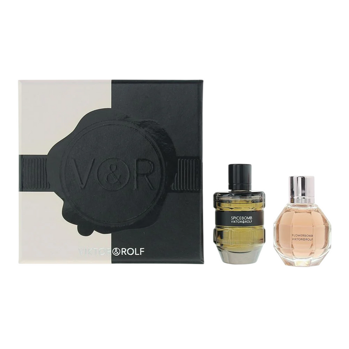 Set Viktor & Rolf Flowerbomb + Spicebomb, apă de parfum + apă de toaletă, miniatură, 7 ml + 7 ml