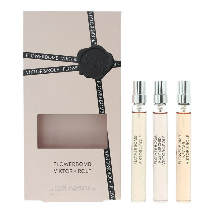 Set Viktor & Rolf Flowerbomb Ruby Orchid + Flowerbomb Nectar + Flowerbomb, pentru femei, 3 x 10 ml