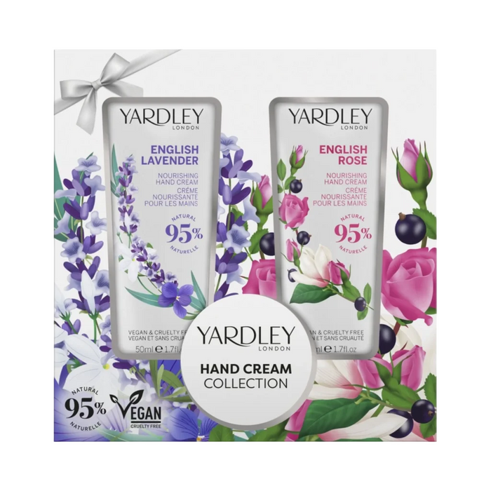 Set creme de mâini Yardley English Rose + English Lavender, hrănitoare, 2 x 50 ml