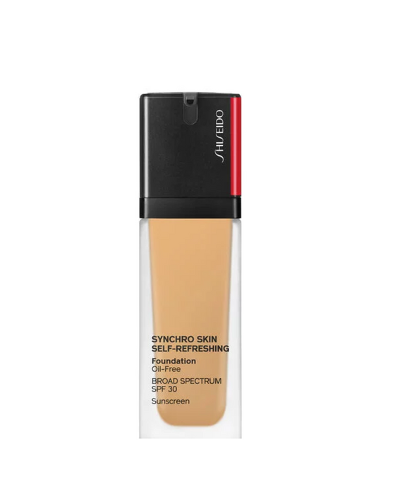 Fond de ten lichid Shiseido Synchro Skin Self-Refreshing, fără ulei, nuanța 340 Oak, SPF 30, 10 ml, tester