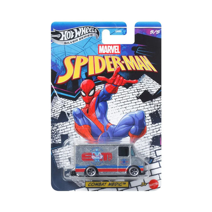 Mașinuță Mattel Hot Wheels Silver Series Marvel Spider-Man Combat Medic, 3+ ani
