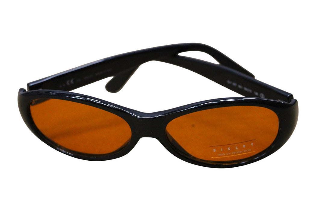 Ochelari de soare Sisley, ramă neagră, lentile portocalii