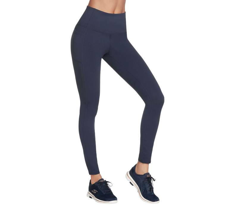 Colanți sport Skechers GoWalk, talie înaltă, lungi, bleumarin
