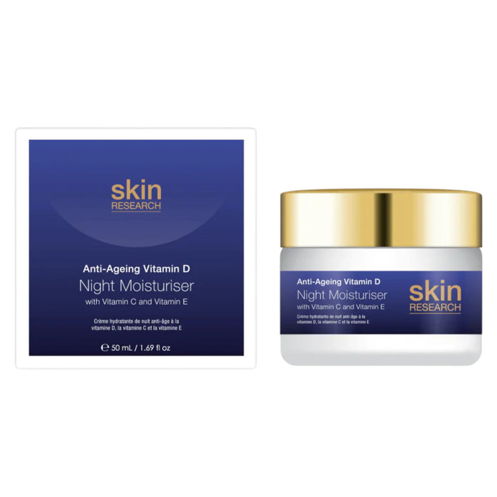 Cremă de față Skin Research Anti-Ageing Vitamin D Night Moisturiser, de noapte, cu vitaminele C și E, 50 ml