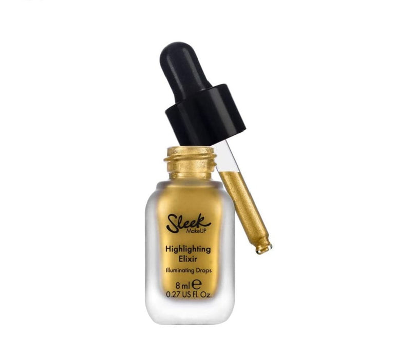 Picături iluminatoare lichide Sleek MakeUP Elixir, pentru umeri și decolteu, nuanța Aur, 8 ml