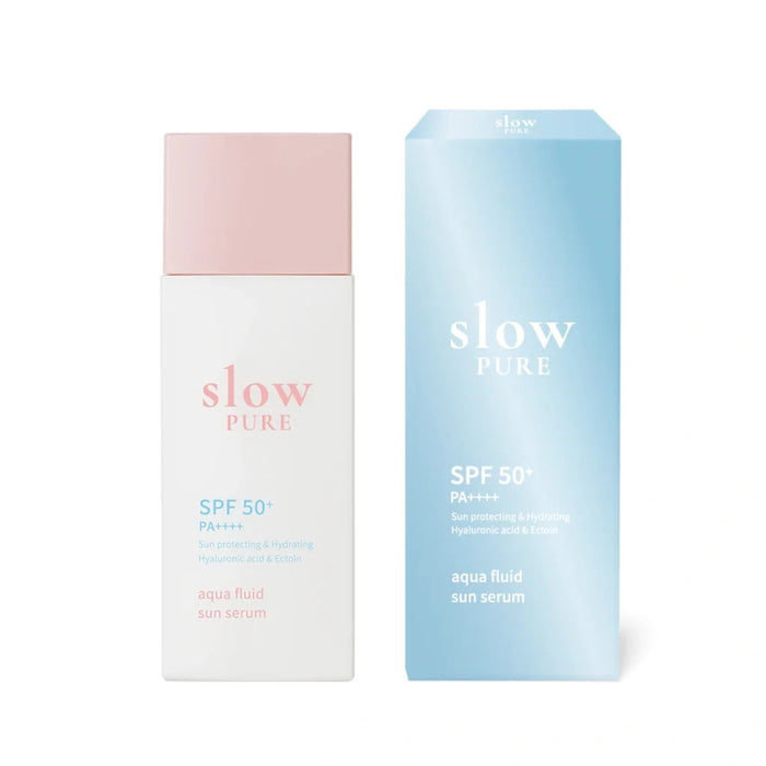Ser de protecție solară Slowpure Aqua Fluid Sun, pentru față, hidratant, SPF 50+, 50 ml