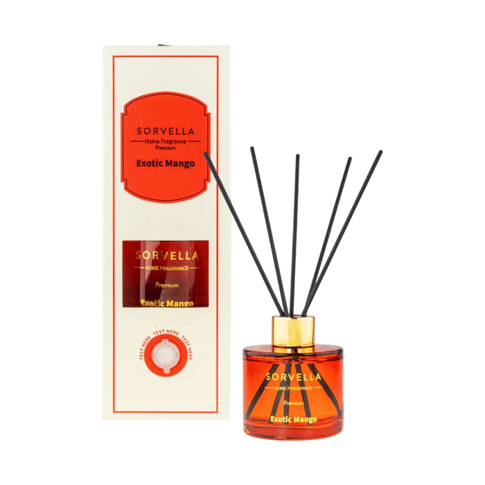 Difuzor de aromă cu bețișoare Sorvella Exotic Mango, 120 ml