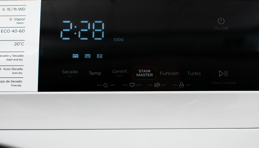 Mașină de spălat cu uscător Cecotec EVVO Nova 8/6, 8 kg spălare, 6 kg uscare, 1350 rpm, 14 programe