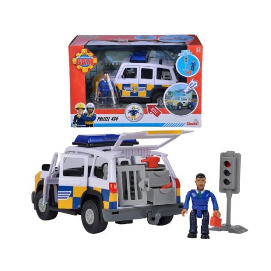 Set de joacă Simba Fireman Sam, mașină de poliție 4x4 cu figurina Malcolm