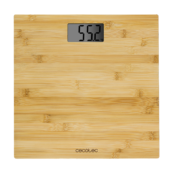 Cântar de baie digital Cecotec Surface Precision 9300 Healthy, 180 kg, precizie 100 g, 30 × 30 cm, bambus