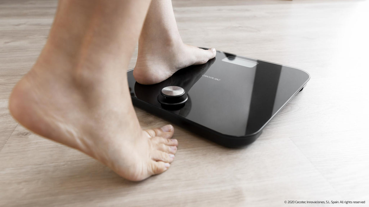 Cântar de baie Cecotec Surface Precision EcoPower 10000 Healthy Black, 8–180 kg, precizie 100 g, fără baterii, negru