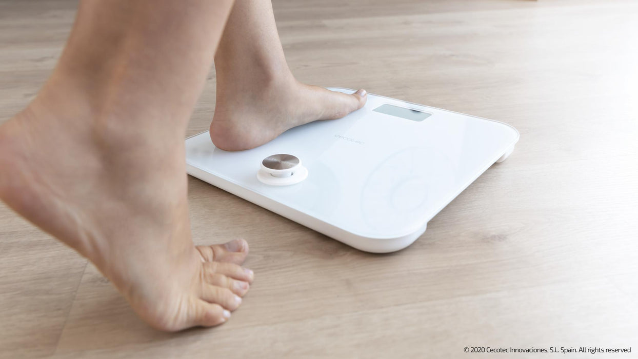 Cântar de baie Cecotec Surface Precision EcoPower 10000 Healthy White, 8–180 kg, precizie 100 g, 33 × 33 cm