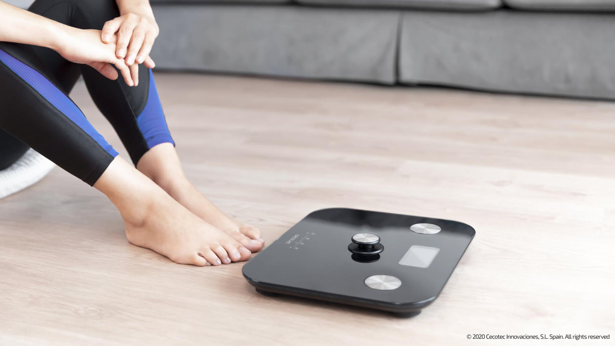 Cântar de baie Cecotec Surface Precision EcoPower 10100 Full Healthy Black, 180 kg, bioimpedanță, 31 × 31 cm