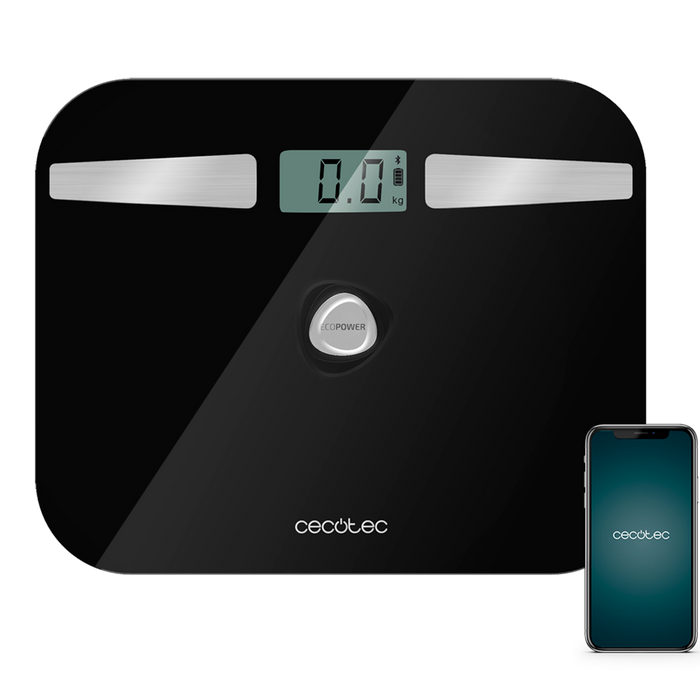 Cântar de baie inteligent Cecotec Surface Precision EcoPower 10200 Smart Healthy Black, 180 kg, Bluetooth, analiză corporală