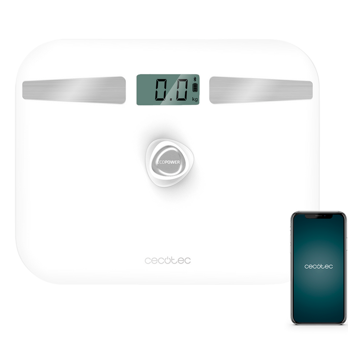 Cântar de baie inteligent Cecotec Surface Precision EcoPower 10200 Smart Healthy White, 8–180 kg, precizie 100 g, Bluetooth