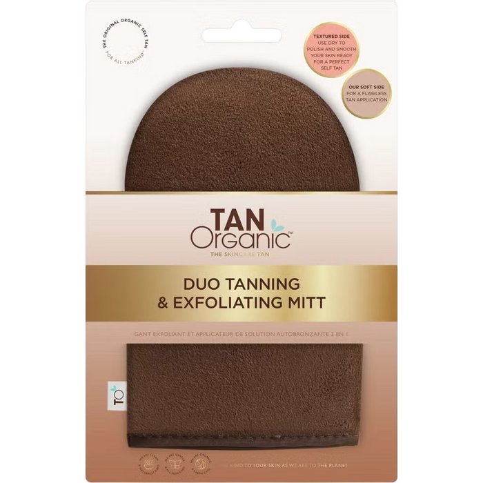 Mănușă pentru bronzare și exfoliere TanOrganic Duo Tanning & Exfoliating, 2 în 1, maro