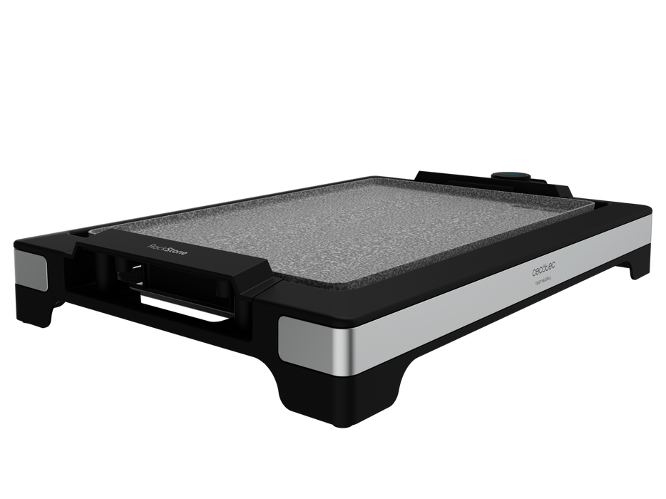 Grătar electric Cecotec Tasty&Grill 2000 Inoxstone, 2000 W, 5 trepte, 37,5 × 24,5 cm, negru