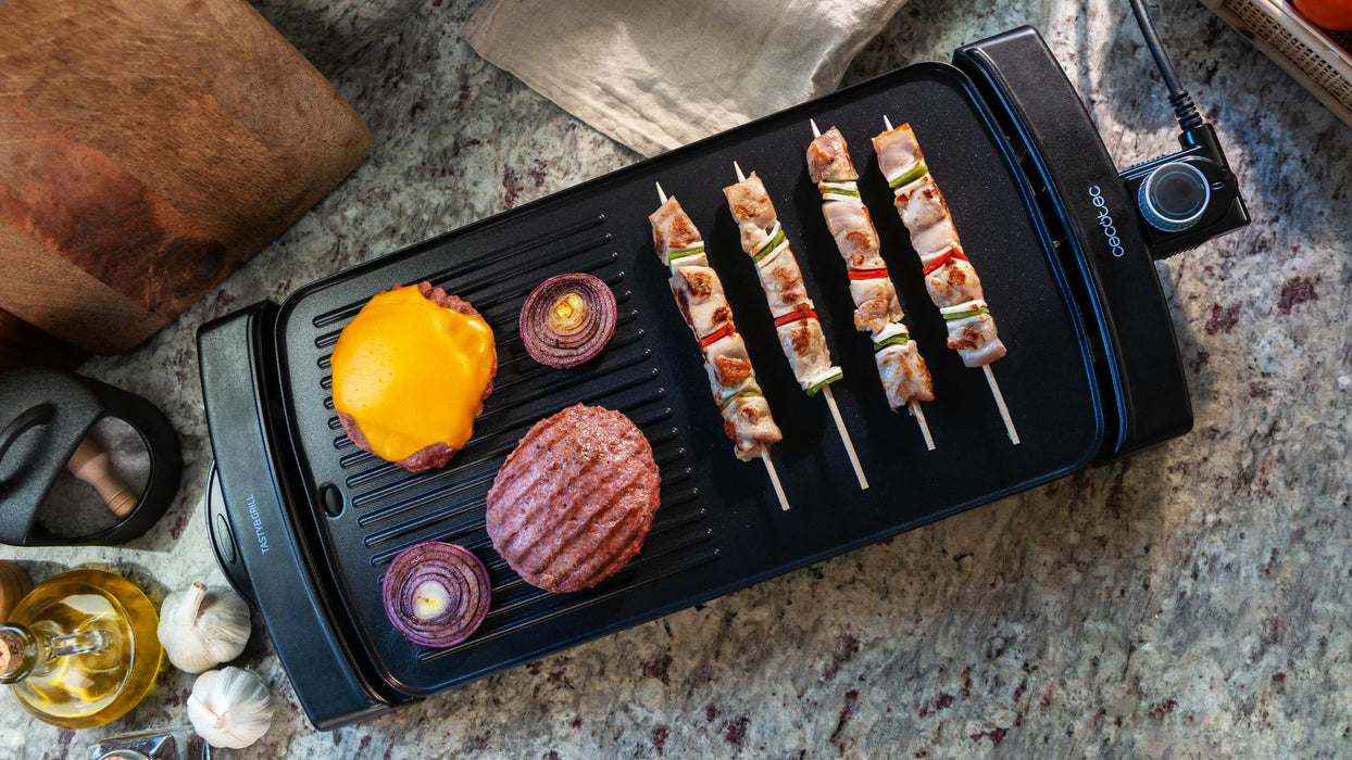 Grătar electric Cecotec Tasty&Grill 2500 BlackWater MixGrill, 2150 W, suprafață 45 × 25 cm, 25,5 × 63 × 9,5 cm
