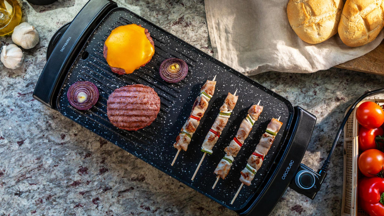 Grătar electric Cecotec Tasty&Grill 2500 RockWater MixGrill, 2150 W, suprafață 45 × 25 cm, oțel