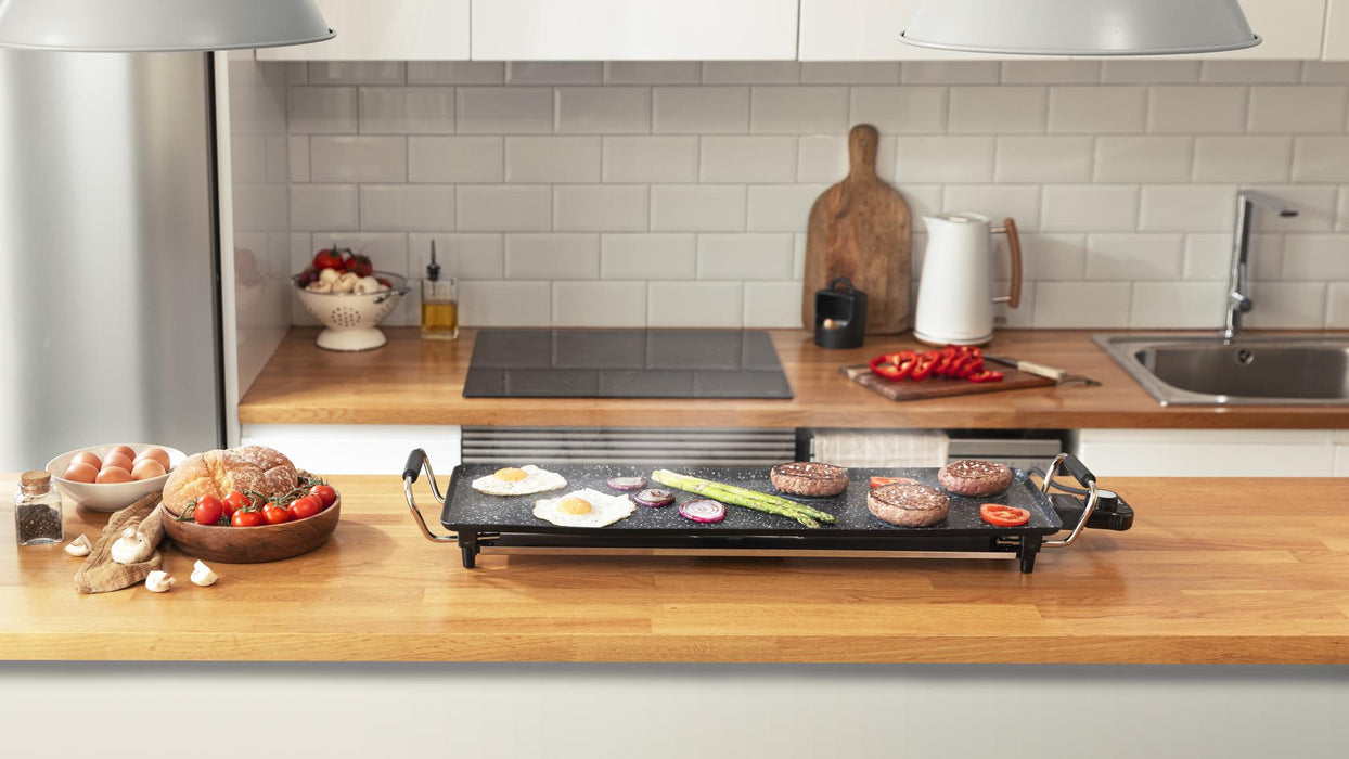 Grătar electric Cecotec Tasty&Grill 3000 RockWater XL, 2400 W, suprafață 70 × 22 cm, negru