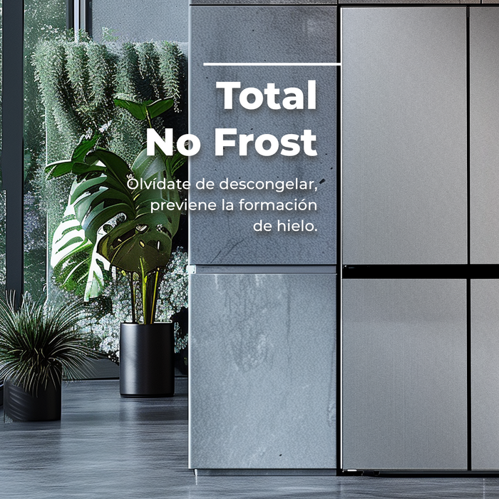 Frigider cu 4 uși Cecotec EVVO F100X, 490 l, Total No Frost, compresor Inverter, argintiu
