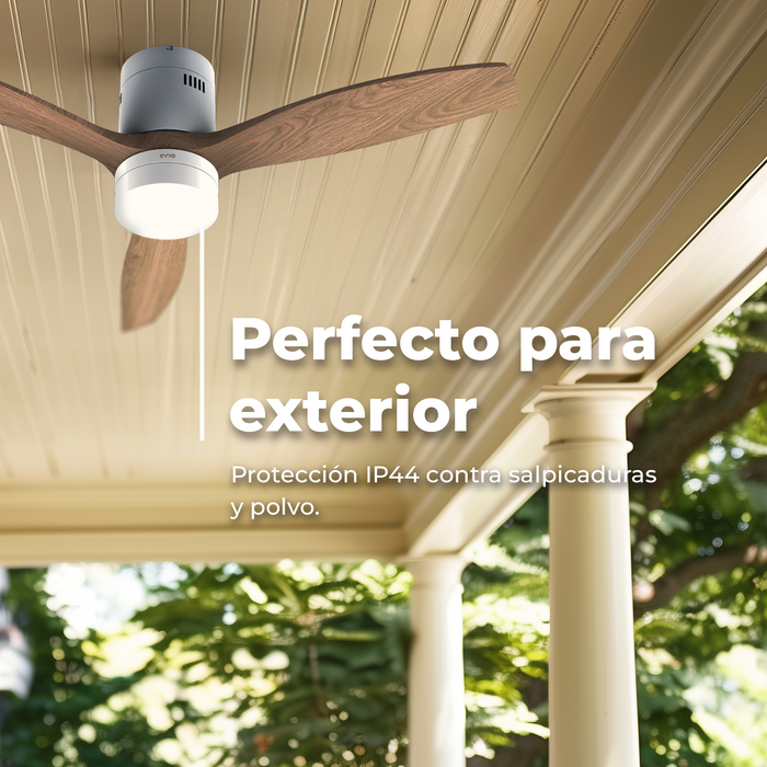 Ventilator de tavan Cecotec EVVO V550 Wood Wifi, 40 W, 132 cm, 6 trepte, iluminare LED 18 W