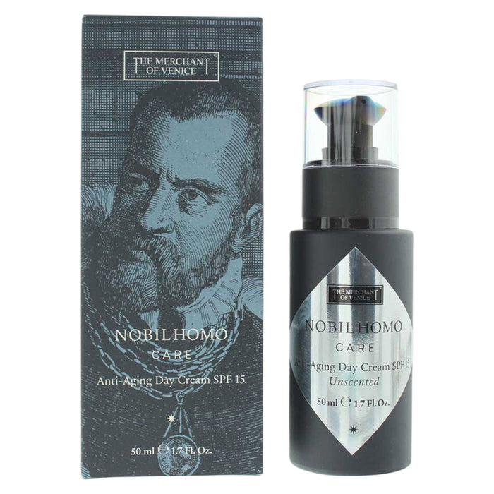 Cremă de față The Merchant Of Venice Nobil Homo Care, antiîmbătrânire, hrănitoare, fără parfum, SPF 15, 50 ml
