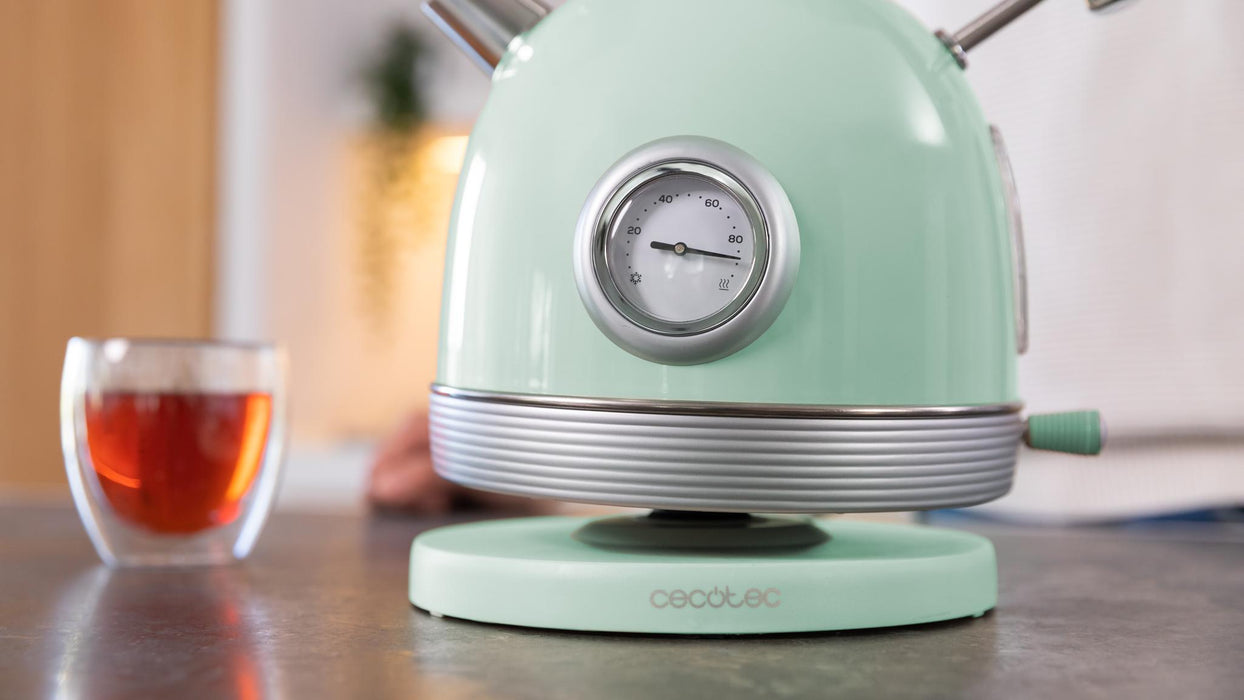 Fierbător electric Cecotec Thermosense 420 Vintage Light Green, 1,8 l, 2200 W, verde deschis