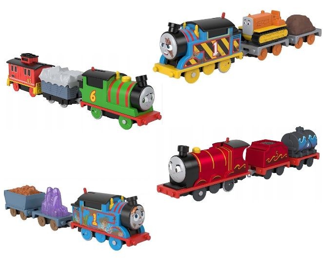 Trenuleț de jucărie Mattel Thomas TrackMaster, diverse modele, locomotivă și 2 vagoane
