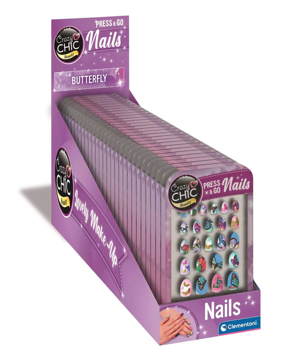 Set de unghii decorative Clementoni Crazy Chic Press & Go Nails, Butterfly