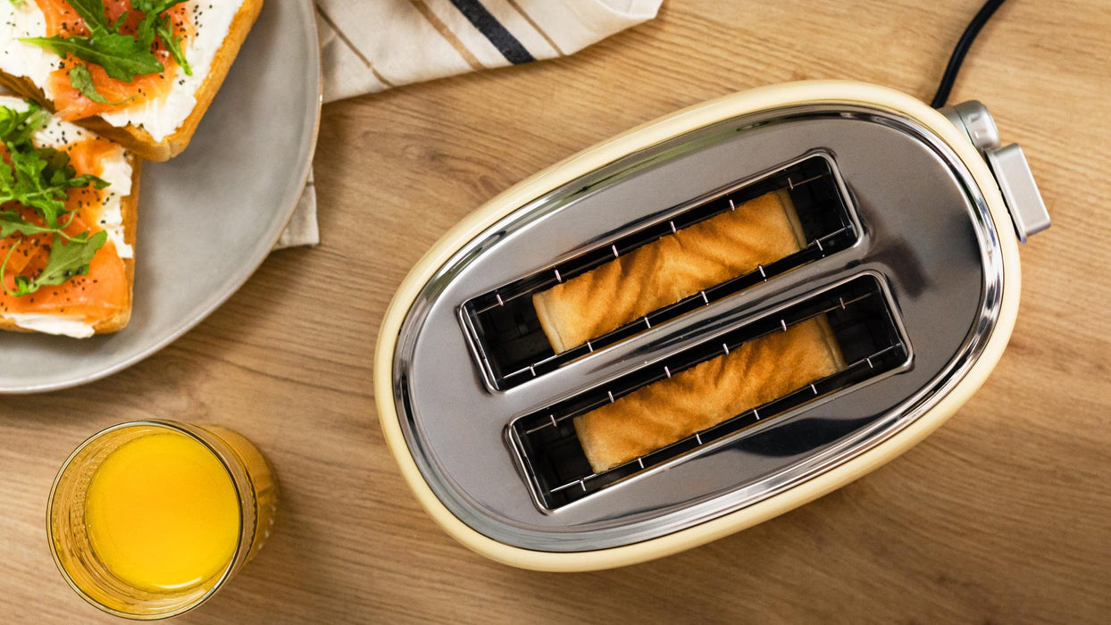 Prăjitor de pâine cu două fante Cecotec Toast&Taste 1000 Retro Double Beige, 980 W, 6 trepte, bej