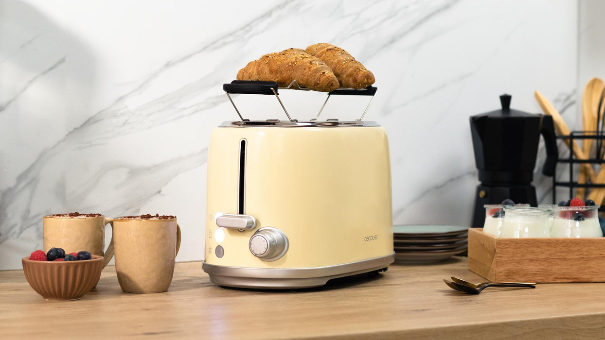 Prăjitor de pâine cu două fante Cecotec Toast&Taste 1000 Retro Double Beige, 980 W, 6 trepte, bej
