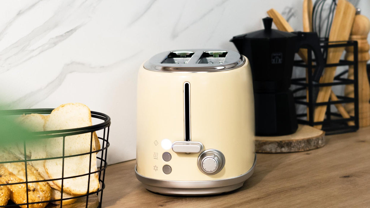 Prăjitor de pâine cu două fante Cecotec Toast&Taste 1000 Retro Double Beige, 980 W, 6 trepte, bej