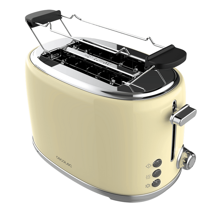 Prăjitor de pâine cu două fante Cecotec Toast&Taste 1000 Retro Double Beige, 980 W, 6 trepte, bej