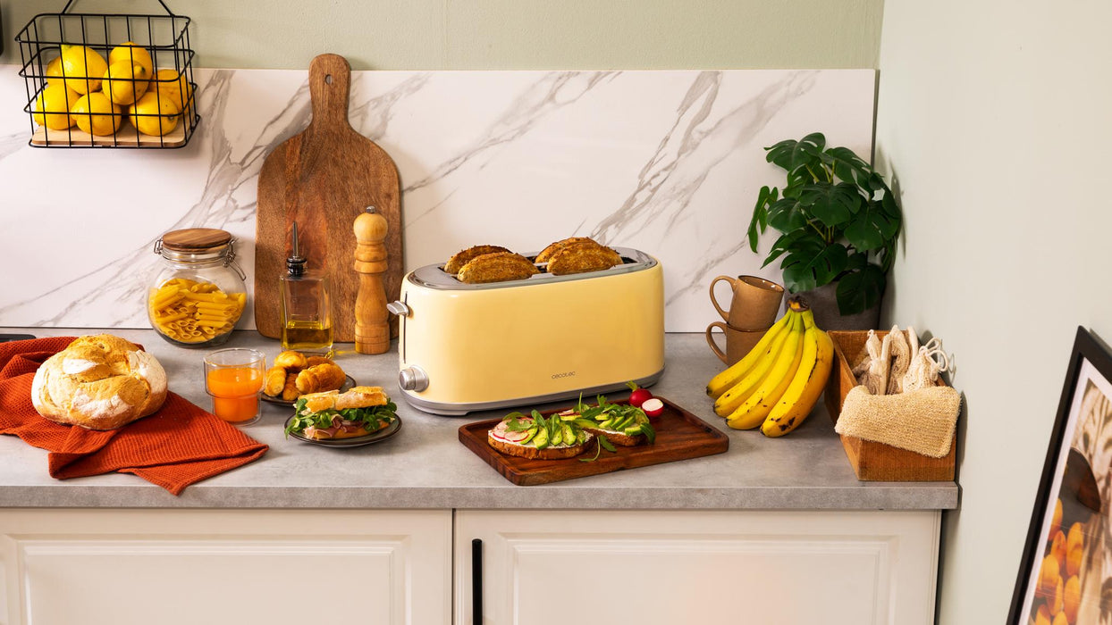 Prăjitor de pâine vertical Cecotec Toast&Taste 1600 Retro Double Beige, 1630 W, 4 felii, 6 trepte, bej