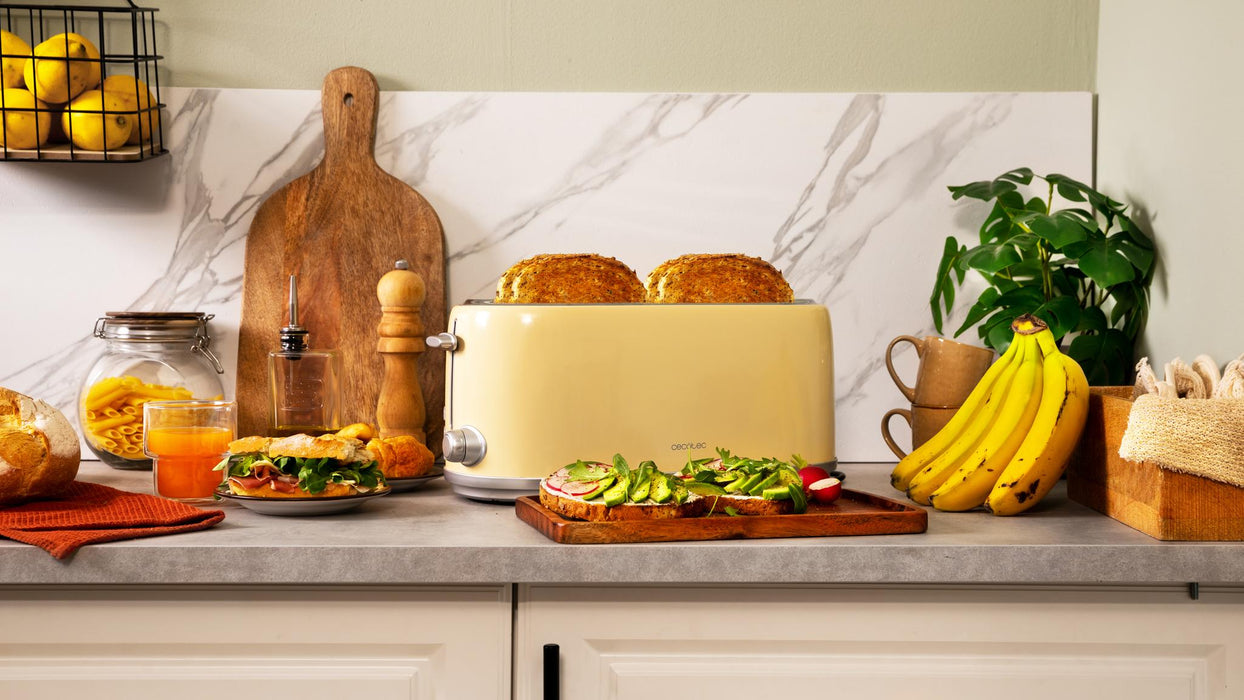 Prăjitor de pâine vertical Cecotec Toast&Taste 1600 Retro Double Beige, 1630 W, 4 felii, 6 trepte, bej