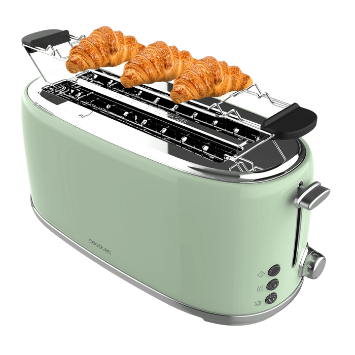 Prăjitor de pâine vertical Cecotec Toast&Taste 1600 Retro Double Green, 1630 W, 4 felii, 6 setări, verde