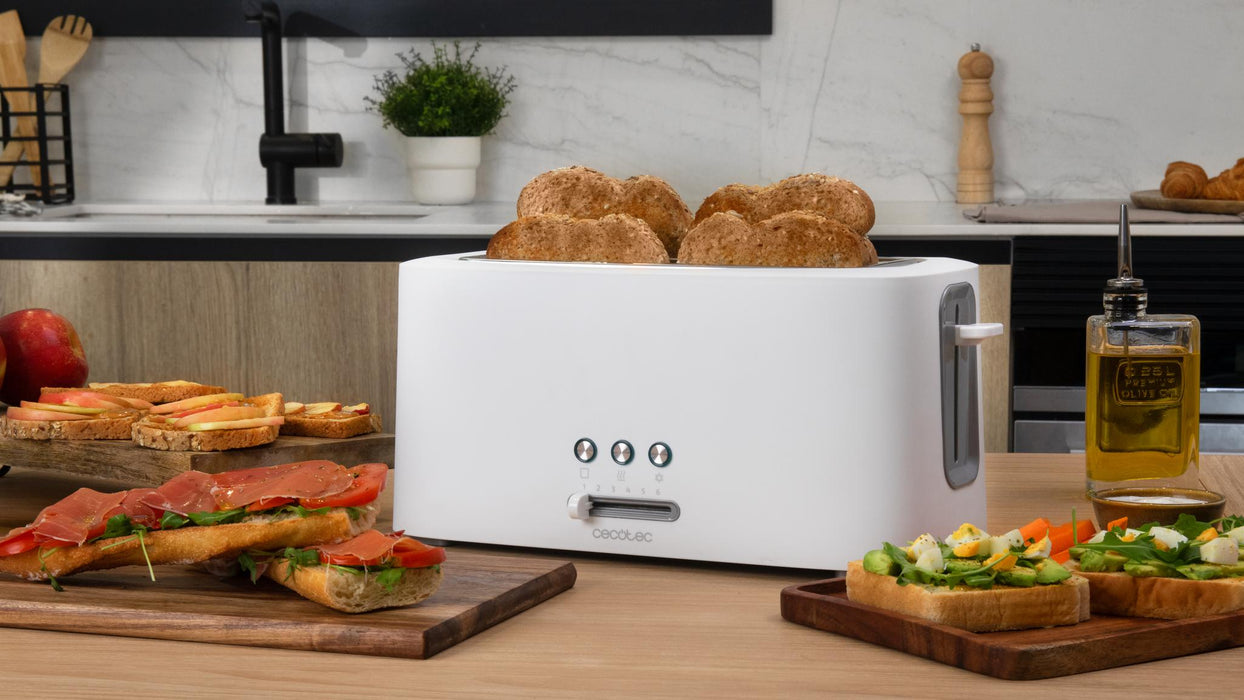 Prăjitor de pâine Cecotec Toast&Taste 16000 Extra White, 1630 W, 4 felii, 6 trepte, alb