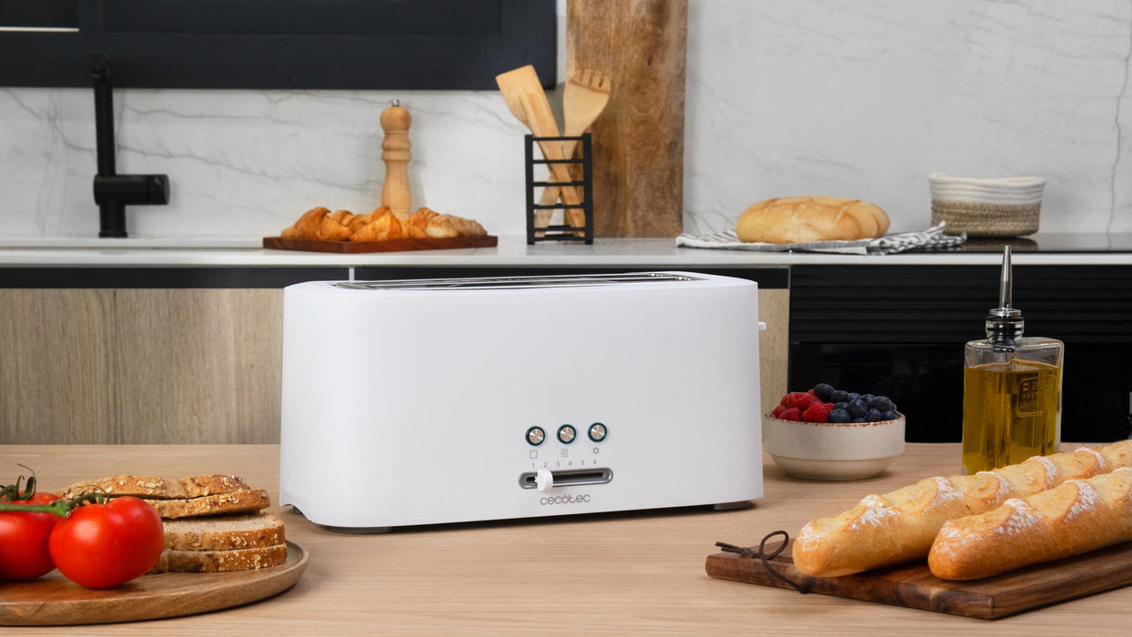 Prăjitor de pâine Cecotec Toast&Taste 16000 Extra White, 1630 W, 4 felii, 6 trepte, alb