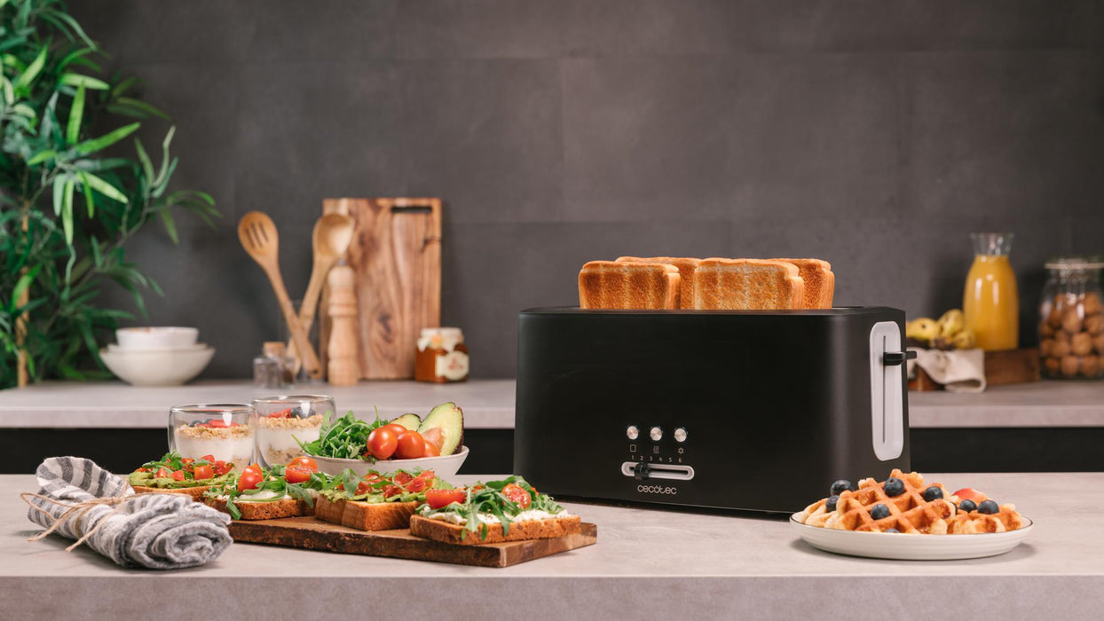 Prăjitor de pâine vertical Cecotec Toast&Taste 16000 Extra, 1630 W, 4 felii, 6 niveluri, negru