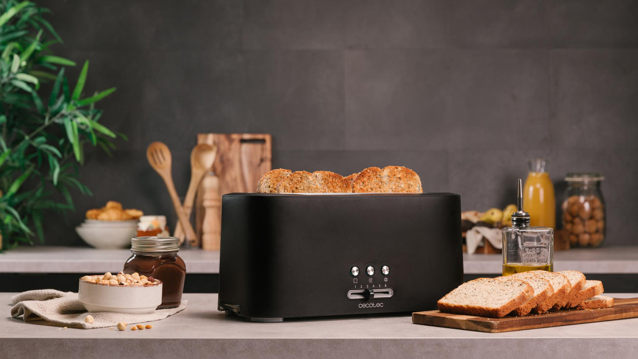Prăjitor de pâine vertical Cecotec Toast&Taste 16000 Extra, 1630 W, 4 felii, 6 niveluri, negru