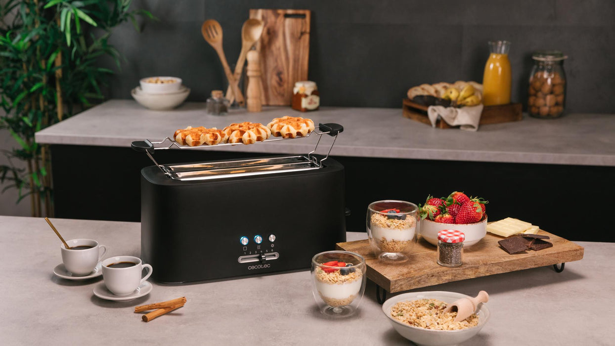 Prăjitor de pâine vertical Cecotec Toast&Taste 16000 Extra, 1630 W, 4 felii, 6 niveluri, negru