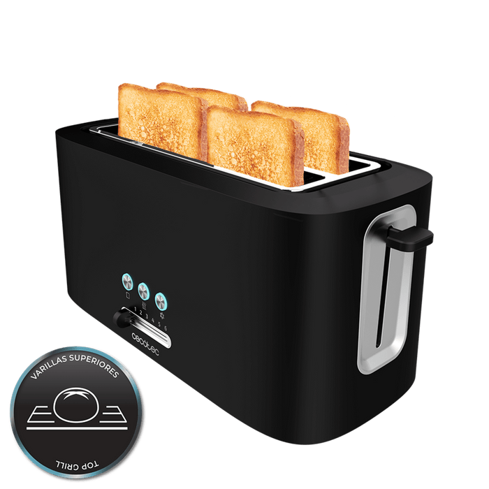 Prăjitor de pâine vertical Cecotec Toast&Taste 16000 Extra, 1630 W, 4 felii, 6 niveluri, negru
