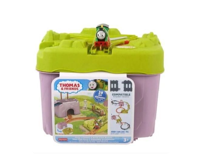 Set de construcție șine Mattel Thomas & Friends, locomotiva Percy, 29 de piese, 3+ ani