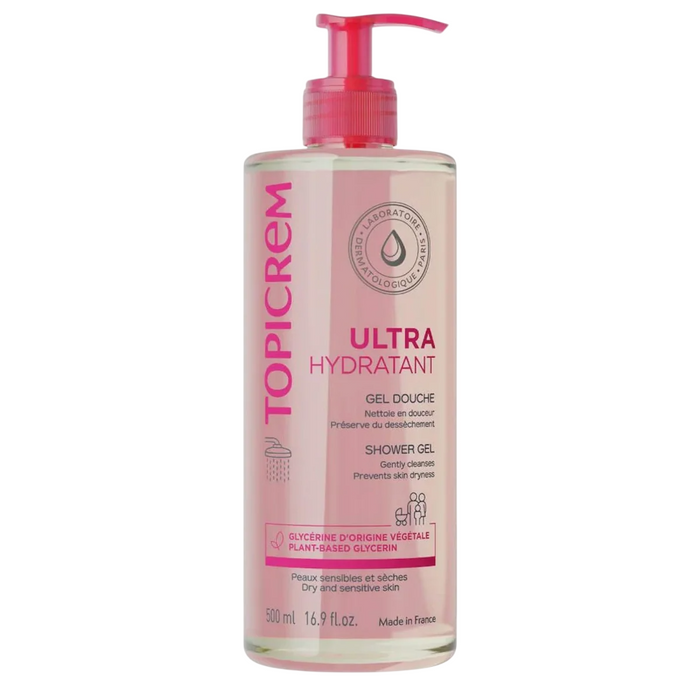 Gel de duș Topicrem Ultra Hydratant, hidratant, pentru piele uscată și sensibilă, 500 ml