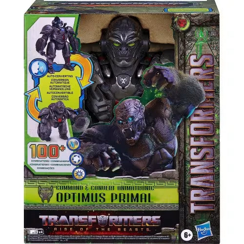 Jucărie animatronică Hasbro Transformers Rise of the Beasts, Optimus Primal, transformare automată, 6+ ani