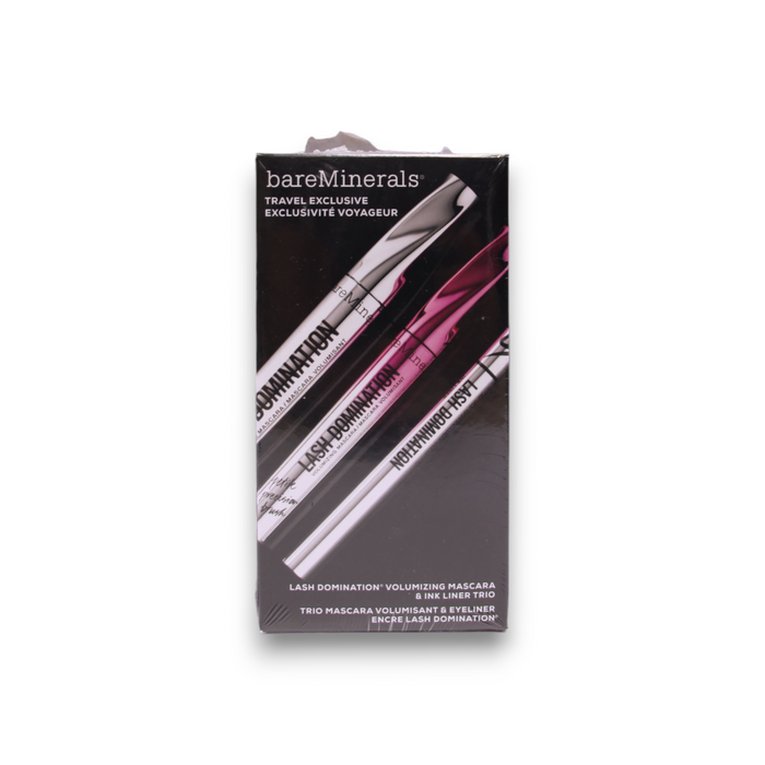 Set BareMinerals Lash Domination: 2 mascara de volum, negru intens/negru, 8,5 ml + creion gel de ochi negru, 0,6 ml