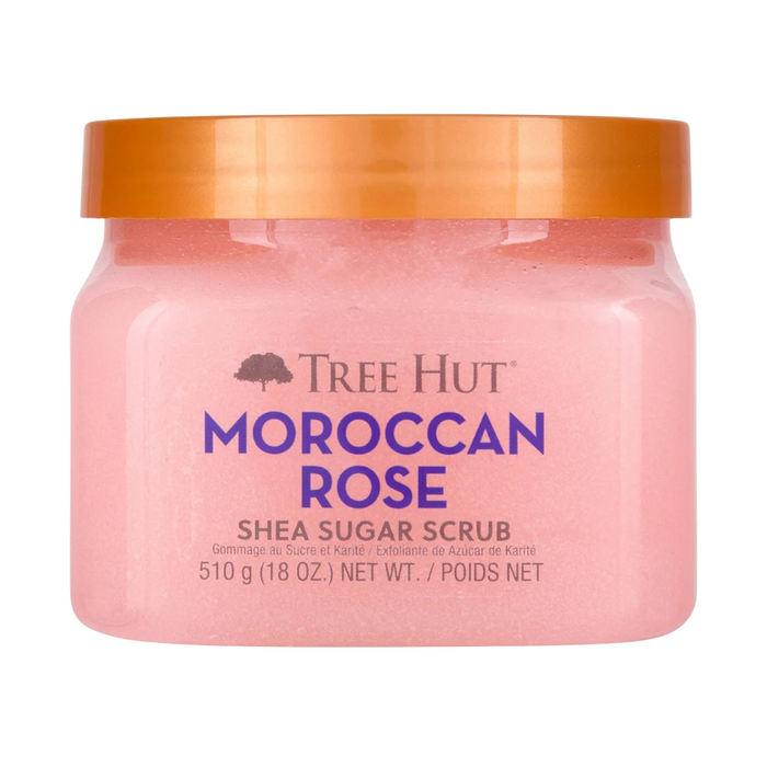 Exfoliant pentru corp Tree Hut Moroccan Rose, cu zahăr și unt de shea, 510 g
