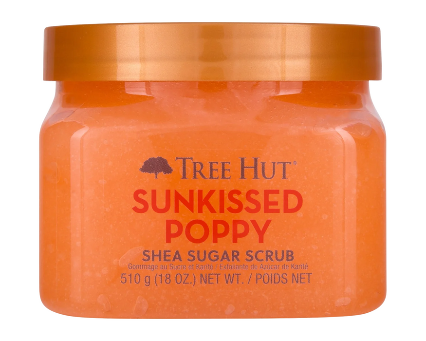 Exfoliant pentru corp Tree Hut Sunkissed Poppy, cu zahăr și unt de shea, 510 g