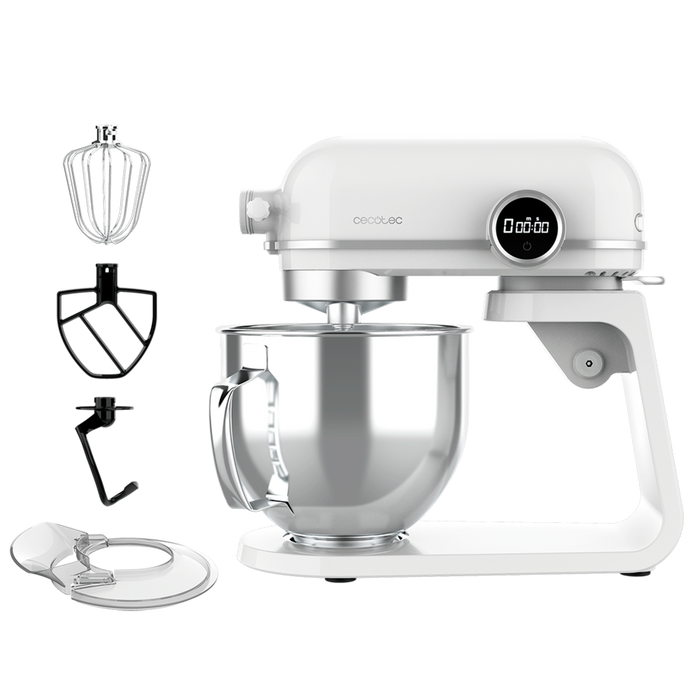 Mixer planetar Cecotec Twist&Fusion 4500 Luxury White, 800 W, bol de 5,2 l, 8 viteze, alb